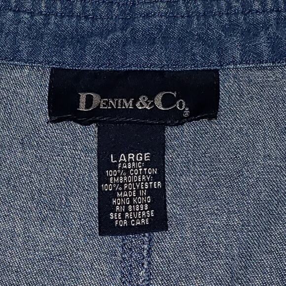 Denim & Co. Vintage Blue Denim Overall Maxi Dress Size L Farmhouse Boho Style - Picture 5 of 13